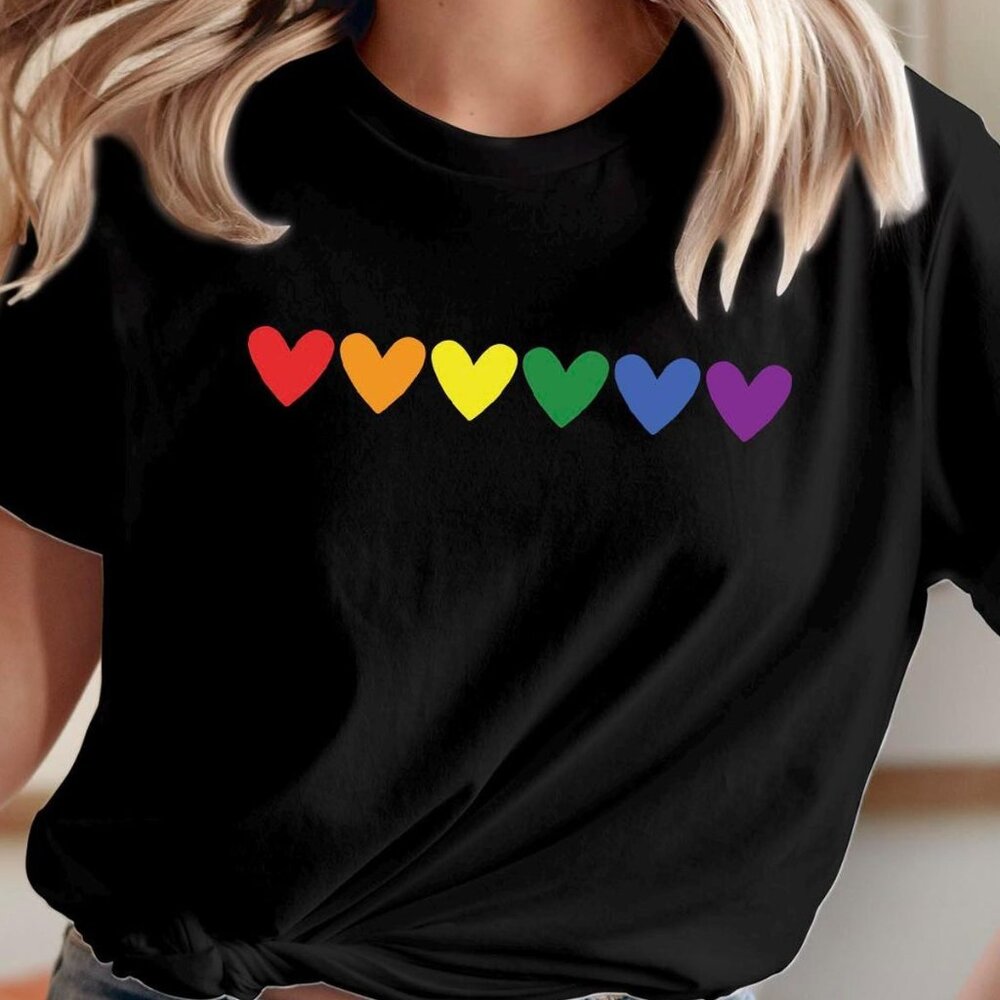 Pride Rainbow Hearts T-Shirt Pride Love Heart T Shirt